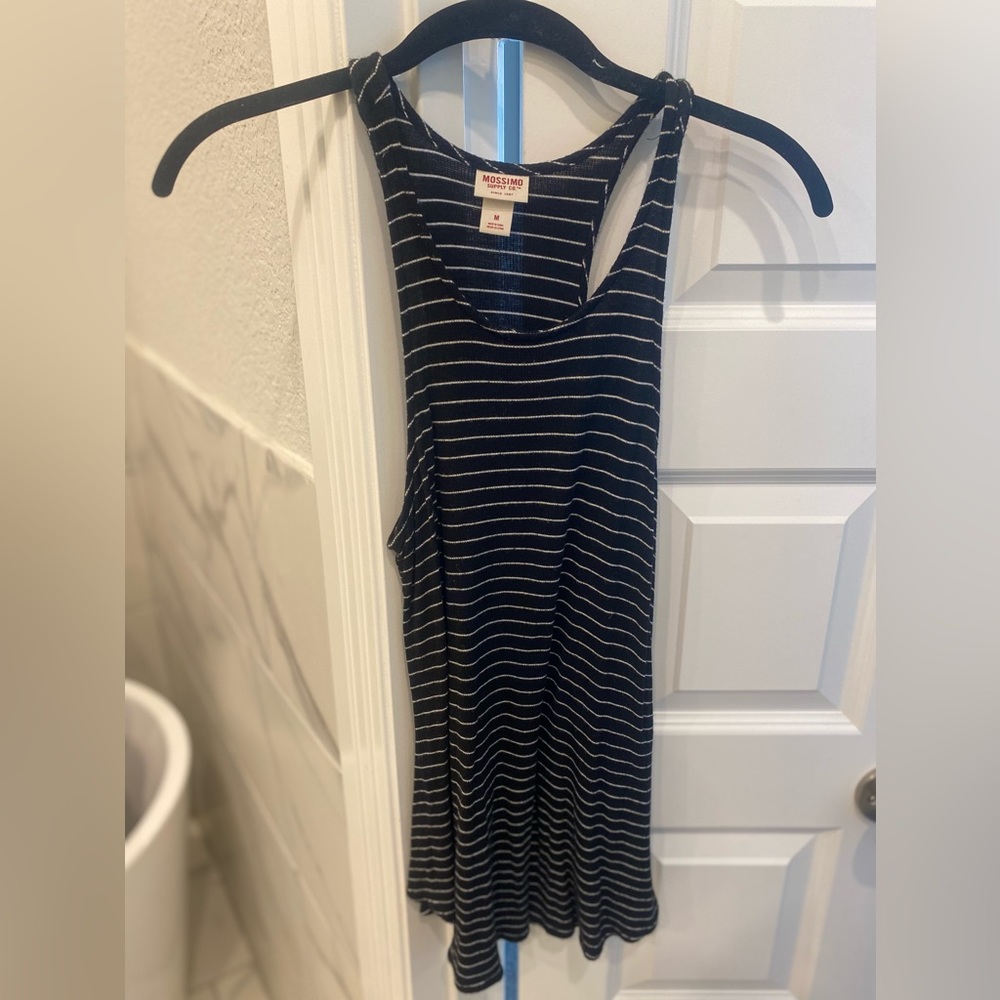 Black and White Ribbed Tank. Medium.